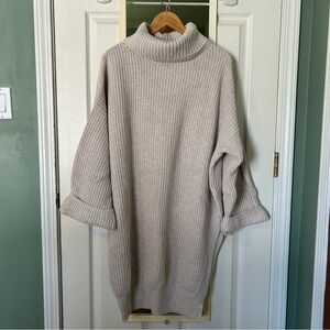 Moth by Anthropologie Chunky Knit Turtleneck Sweater Dress | Size XL